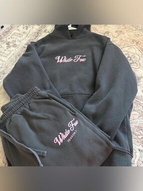 White Fox Boutique Tracksuit Set with Pink Logo